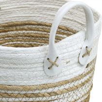 Panier à planter, ustensile avec poignées, organiseur blanc, naturel Ø32/28/23cm H30/25/19cm lot de 3