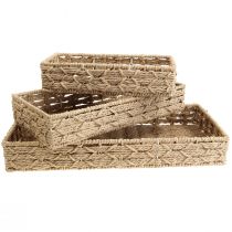 Article Plateau panier plateau décoratif panier naturel 41/33/25cm lot de 3