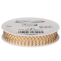Article Ruban corde bicolore en polyester, 3 mm x 20 m, beige et crème, pour décoration et emballage cadeau