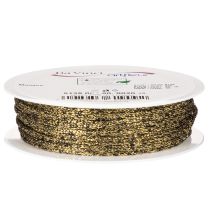 Article Corde brillante en polyester noir et or 3 mm x 20 m pour décoration et emballage cadeau