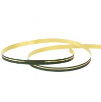 Article Ruban de curling ruban cadeau vert avec rayures dorées 10mm 250m