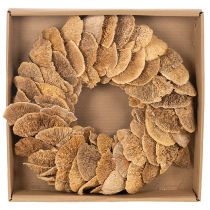 Article Couronne en champignons de bois naturels 37 cm pour décoration murale ou de porte