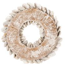 Article Couronne en champignon naturel blanchi avec support en fibre 37 cm pour décoration intérieure