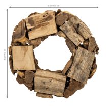 Article Couronne décorative en bois naturel, ronde, 35 cm