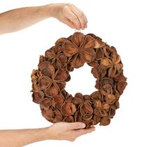Article Couronne décorative en lotus séché 35 cm, marron