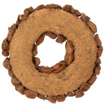 Article Couronne décorative en lotus séché 35 cm, marron