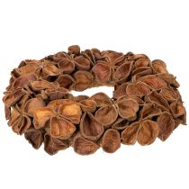 Article Couronne décorative en lotus séché 35 cm, marron