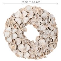 Article Couronne décorative séchée en lotus naturel 35 cm blanche pour intérieur