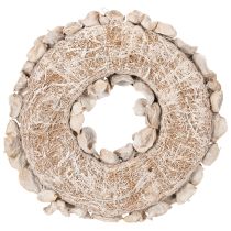 Article Couronne décorative séchée en lotus naturel 35 cm blanche pour intérieur