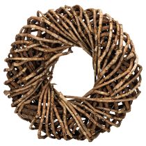Article Couronne ronde 35 cm en branches naturelles et rotin pour décoration intérieure