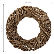 Article Couronne décorative en branches naturelles, couronne en rotin, ronde, grande, 45 cm.