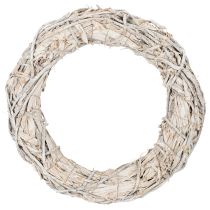 Article Couronne décorative ronde blanche 50 cm en bois et fibre d’écorce