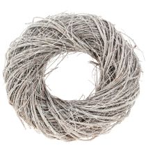 Article Couronne décorative en orme blanc, naturelle blanchie à la chaux, Ø 25 cm