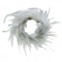 Couronne de plumes blanc petit Ø11cm décoration de Pâques vraies plumes