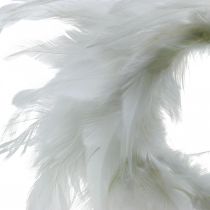 Couronne de plumes blanc petit Ø11cm décoration de Pâques vraies plumes
