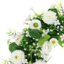 Couronne de fleurs déco blanche Bellis porte couronne fleurs en soie Ø30cm