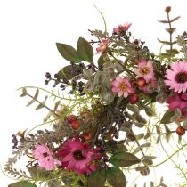 Article Couronne de fleurs avec marguerites et baies vieux rose Ø30cm