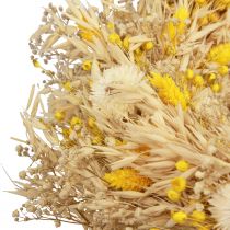 Article Couronne décorative en avoine séchée avec fleurs jaunes et blanches Ø29cm