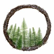 Couronne de Noël avec sapin et LED Ø48cm vert enneigé, marron