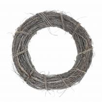 Couronne décorative en saule Ø30cm, blanc lavé