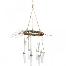 Couronne de saule avec éprouvettes, couronne décorative à suspendre L85cm Ø28cm