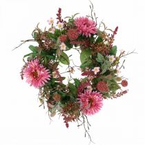 Couronne d&#39;automne fleurs en soie rose gerbera chardon couronne de table Ø32cm