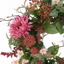 Couronne d&#39;automne fleurs en soie rose gerbera chardon couronne de table Ø32cm