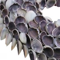Couronne de coquillages, coquillages naturels chippy violets, anneau fait de coquillages Ø25cm