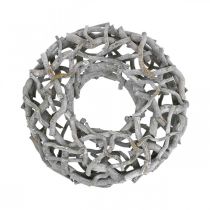 Article Couronne décorative, couronne en bois, gris cérusé, tire-bouchon saule Ø40cm