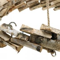 Couronne en bois à suspendre avec crochet bouleau naturel Ø35cm
