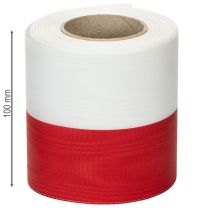 Article Ruban décoratif moiré blanc et rouge 100 mm