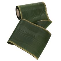Article Ruban décoratif vert foncé 200 mm avec effet moiré et bord perlé doré, 25 m