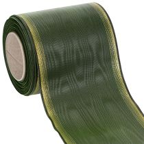 Article Ruban décoratif en taffetas vert foncé moiré 100 mm pour couronne
