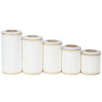 Article Ruban moiré blanc pour couronne, bordé de perles dorées, ruban pour compositions florales funéraires, imperméable et écologique.