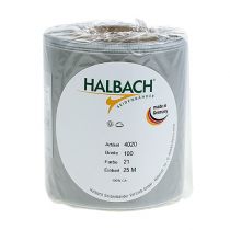 Article Ruban satiné argenté pour couronnes, 100 mm de large, 25 m de long, pour couronnes funéraires, couronnes commémoratives et anniversaires, résistant aux intempéries et compostable