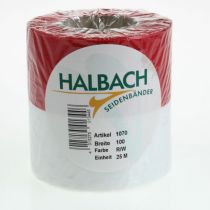 Article Rubans de couronne moirés blanc-rouge 100 mm