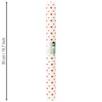 Article Papier crépon avec coeurs Crêpe de fleuriste Fête des Mères rouge, blanc 50 × 250cm