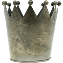 Article Déco couronne aspect antique décoration de table métal gris Ø15cm H15cm