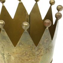 Article Déco couronne aspect laiton antique décoration de table en métal Ø14cm H9cm