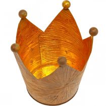 Article Photophore couronne rouille aspect doré décoration métal H11cm