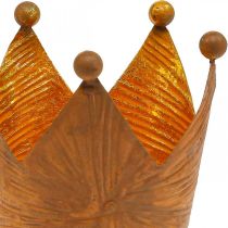 Article Photophore couronne rouille aspect doré décoration métal H10cm