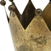 Article Photophore couronne métal laiton aspect vieilli Ø10cm H8cm