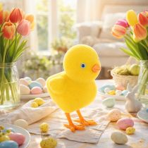 Article Décoration poussins pour Pâques, décoration de table, décoration réutilisable pour le salon, 16 cm, lot de 2