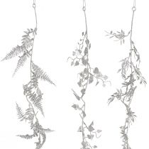 Article Guirlande artificielle guirlande de feuilles de fougère à paillettes argentées 180cm 3 pcs
