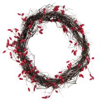 Article Couronne de cynorhodon artificielle décoration couronne d&#39;automne rouge Ø50cm