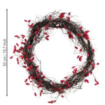 Article Couronne de cynorhodon artificielle décoration couronne d'automne rouge Ø50cm