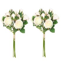 Article Bouquet de 12 Roses Artificielles Crème 36 cm