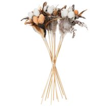 Article Œufs de caille artificiels, plumes décoratives sur bâtonnet, 36 cm, lot de 12