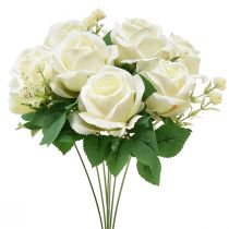 Roses artificielles Bouquet de fleurs artificielles Roses blanches Pick 42cm