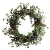 Article Couronne de l&#39;Avent artificielle décorative baies violettes Ø45cm